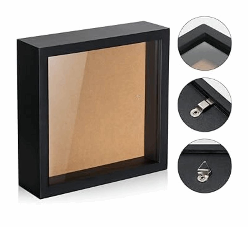 4*4 inch Shadow Box Frame | Keepsake Frame | DIY Frame | Glass - 1 inch Depth