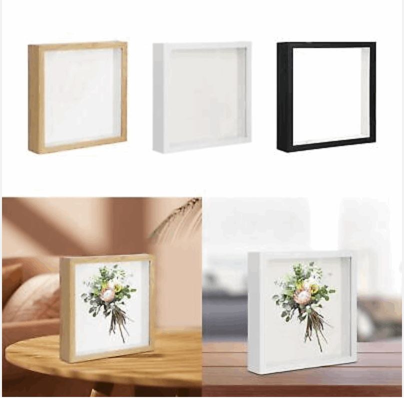 4*4 inch Shadow Box Frame | Keepsake Frame | DIY Frame | Glass - 1 inch Depth
