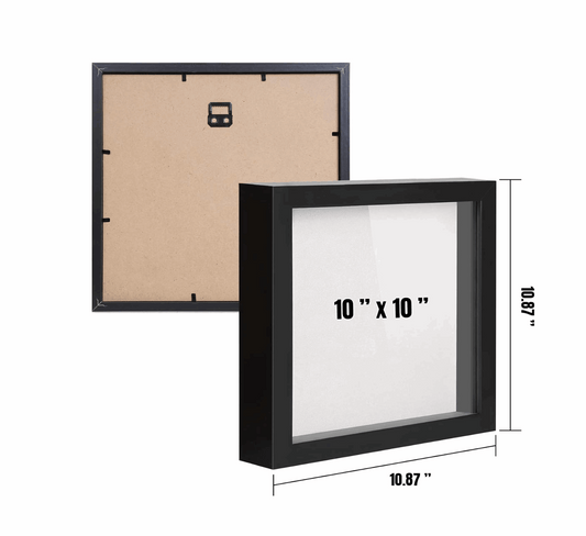 10*10 inch Shadow Box Frame | Keepsake Frame | DIY Frame | Glass - 1 inch Depth